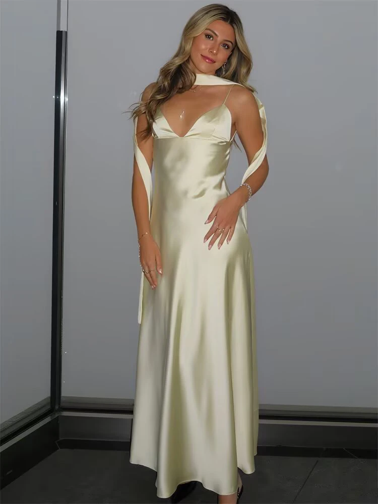 Talenza Luxury Satin Evening Dresses Elegant Sleeveless Backless Halter Long Dresses Fashion New Party Looks Women Long Dresses
Talenza Luxury Satin Evening Dresses Elegant Sleeveless Backless Halter Long Dresses Fashion New Party Looks Women Long Dresses