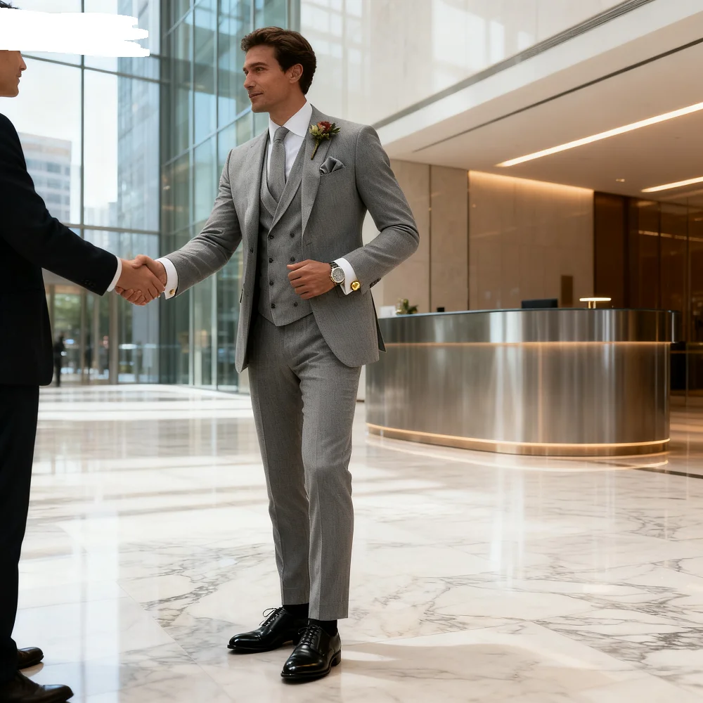 Men's Wedding Terno Slim Fit 3-Piece Smoking Solid Casual Blazer with Double-Breasted Vest And Pants - Formal Men's Suit
Men's Wedding Terno Slim Fit 3-Piece Smoking Solid Casual Blazer with Double-Breasted Vest And Pants - Formal Men's Suit