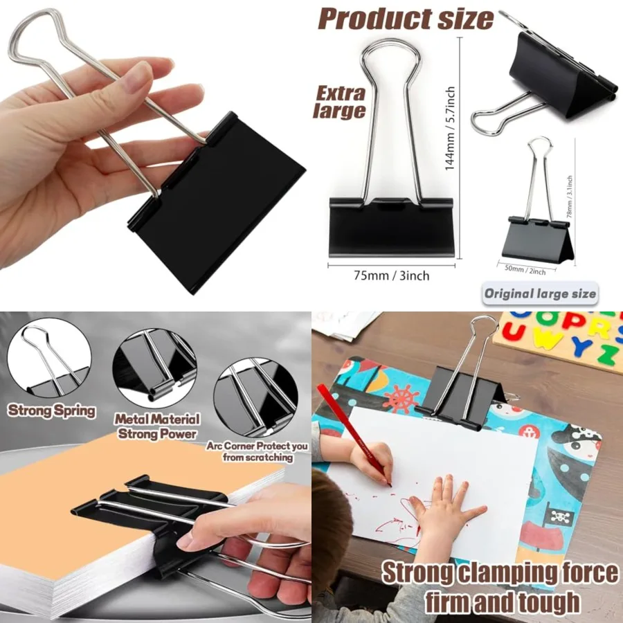 3 Inch Jumbo Binder Clips 36 Pack,Extra Large Binder Clips Heavy Duty Paper Clamps for Office and Home Supplies, Black
3 Inch Jumbo Binder Clips 36 Pack,Extra Large Binder Clips Heavy Duty Paper Clamps for Office and Home Supplies, Black