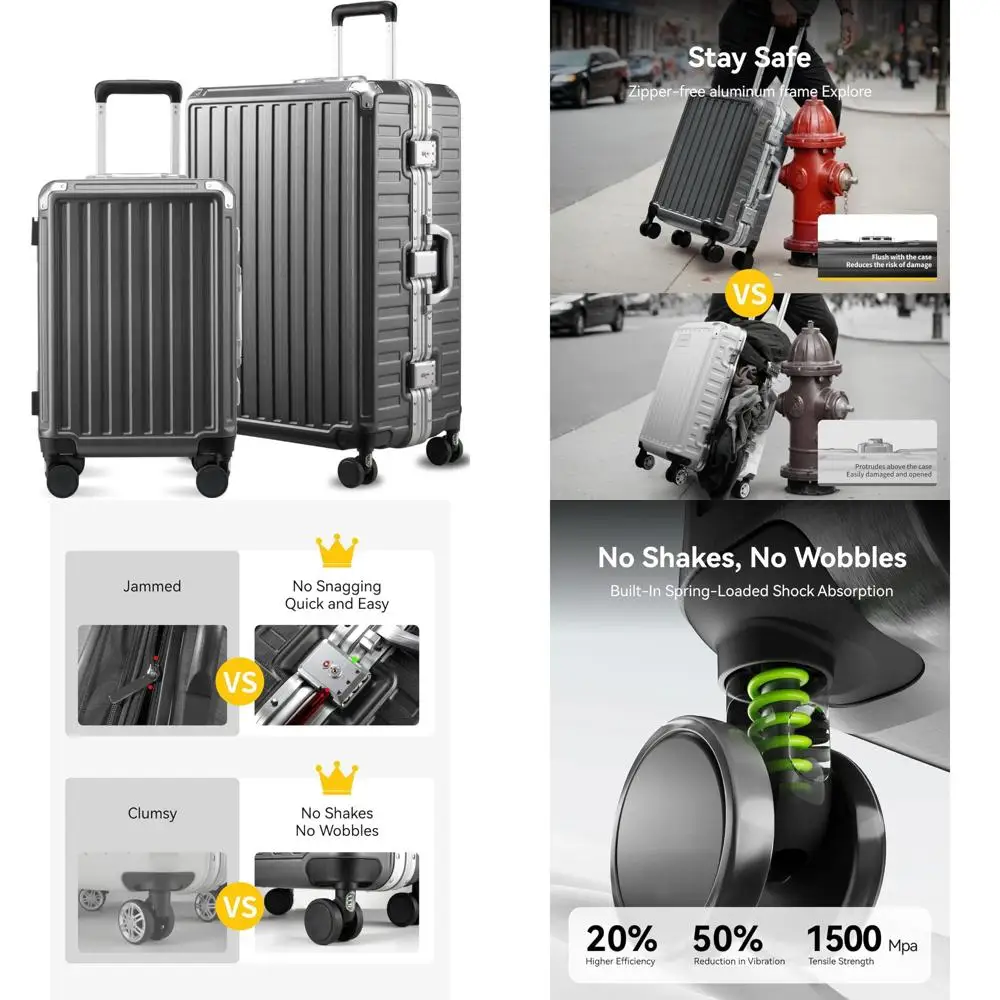 Набор чемоданов на спиннерных колесах, 2 предмета (20/28), чемоданы из поликарбоната без молнии с твердым корпусом, темно-серые дорожные аксессуары
Набор чемоданов на спиннерных колесах, 2 предмета (20/28), чемоданы из поликарбоната без молнии с твердым корпусом, темно-серые дорожные аксессуары