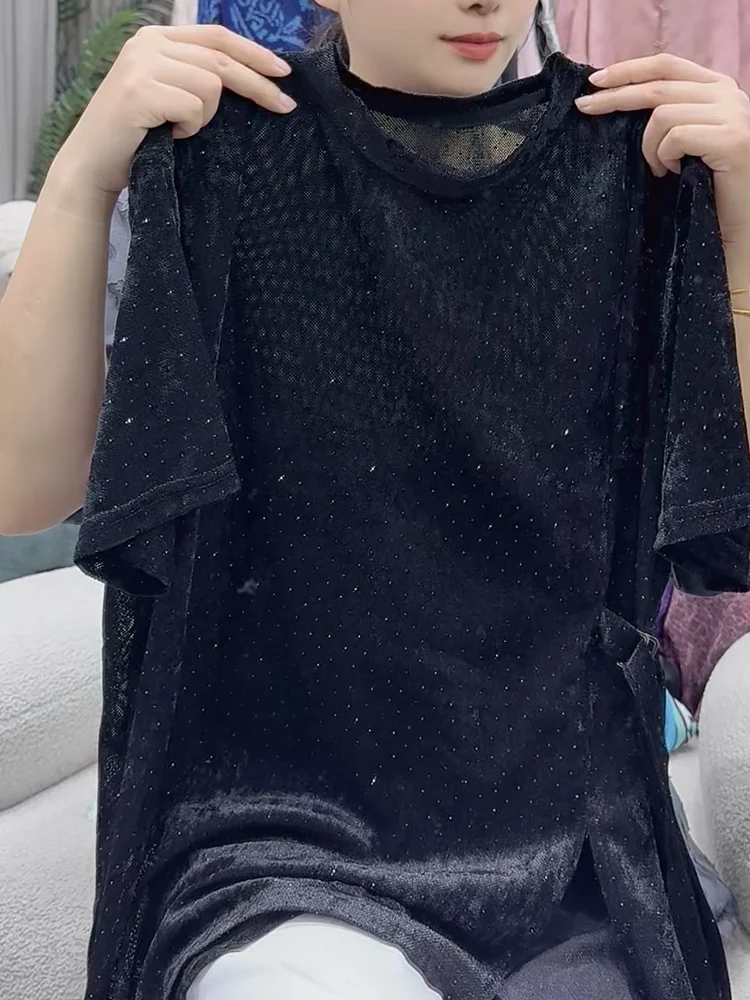 Summer 2025 Korean Style Velvet Shiny Women's Top round Neck Slimming Short Sleeve Versatile Fashionable plus Size T-Shirt
Summer 2025 Korean Style Velvet Shiny Women's Top round Neck Slimming Short Sleeve Versatile Fashionable plus Size T-Shirt