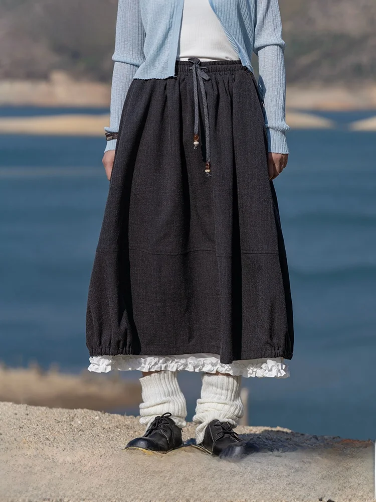 Retro Style Puffy Skirt with Wood Grain Simple Color Fake Two-Piece Design Casual Daily Wear for Young Women
Retro Style Puffy Skirt with Wood Grain Simple Color Fake Two-Piece Design Casual Daily Wear for Young Women