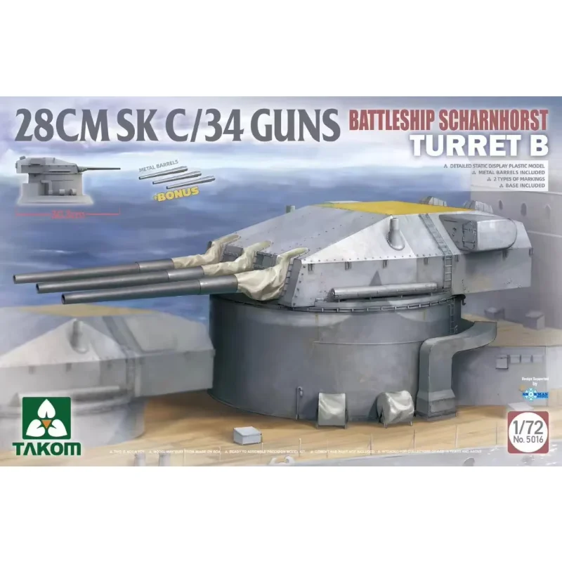 Сборочная модель TAKOM 1/72 5016, линкор Scharnhorst, 28 см, пистолеты, турель, комплект масштабной модели B
Сборочная модель TAKOM 1/72 5016, линкор Scharnhorst, 28 см, пистолеты, турель, комплект масштабной модели B