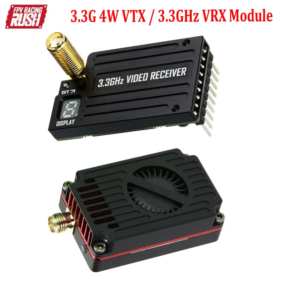 RUSHFPV 3.3G 4W VTX Supports IRC Tramp Protocol 7-30V Video Transmitter & 3.3GHz Glasses VRX Module For RC FPV Long Range Drone
RUSHFPV 3.3G 4W VTX Supports IRC Tramp Protocol 7-30V Video Transmitter & 3.3GHz Glasses VRX Module For RC FPV Long Range Drone
