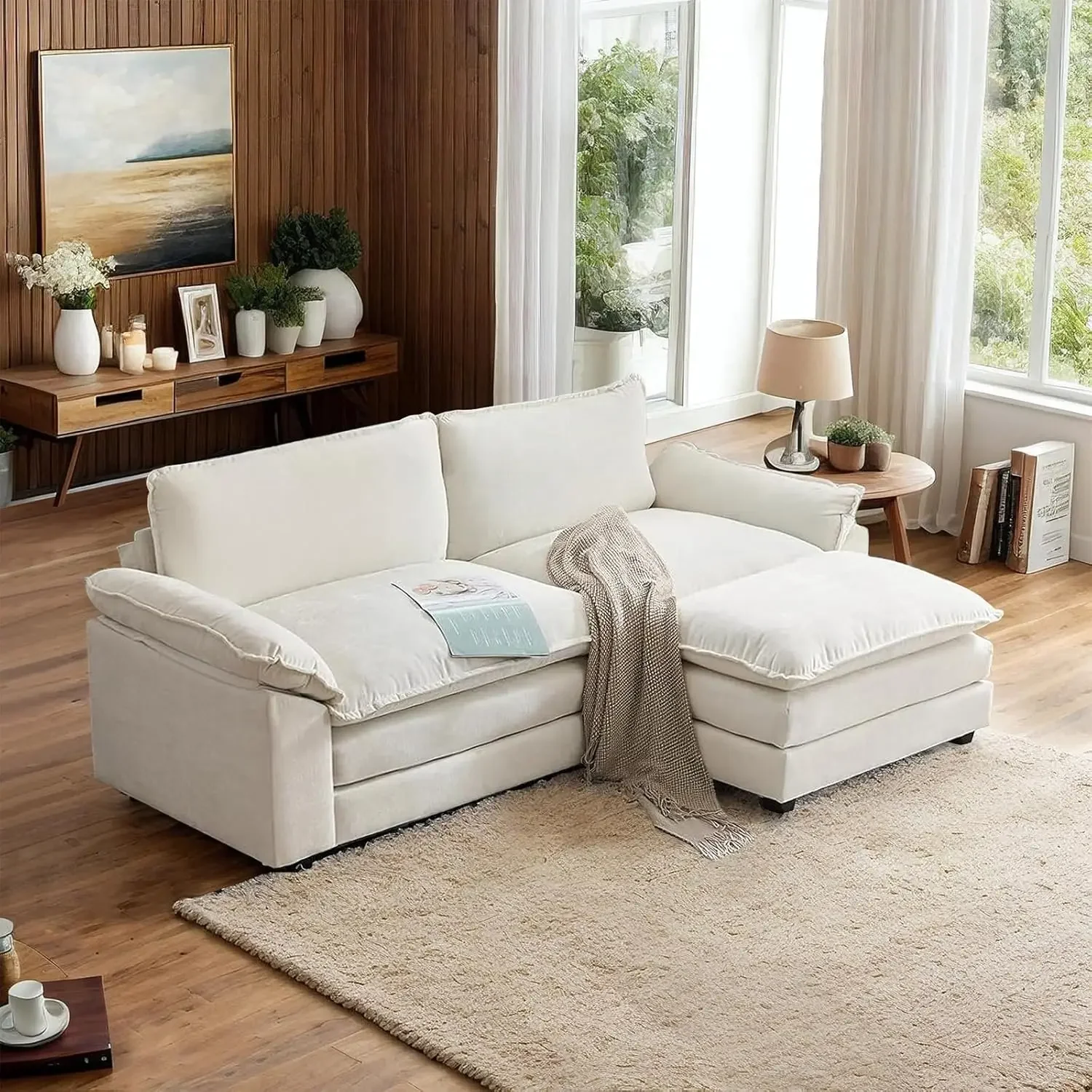 85.4" Convertible Sectional Sofa,L-shaped Deep Seat Sofa Couch for Living Room,Modern 2-Seat Loveseat Sofa with Ottoman
85.4" Convertible Sectional Sofa,L-shaped Deep Seat Sofa Couch for Living Room,Modern 2-Seat Loveseat Sofa with Ottoman