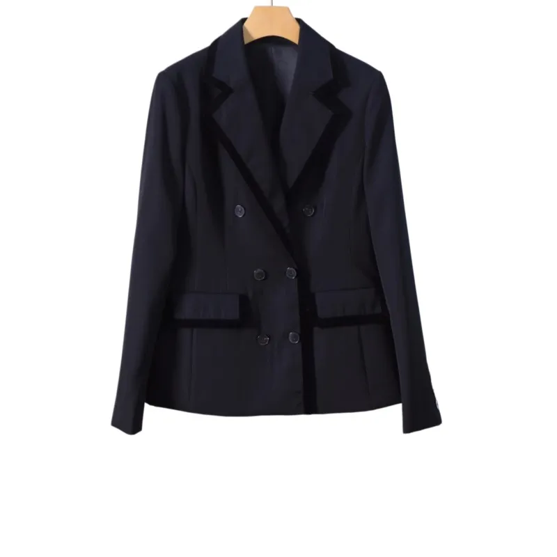 Women's Wool Velvet-Trimmed Double-Breasted Blazer - Slim Fit Formal Office Jacket (Multi-Size)
Women's Wool Velvet-Trimmed Double-Breasted Blazer - Slim Fit Formal Office Jacket (Multi-Size)