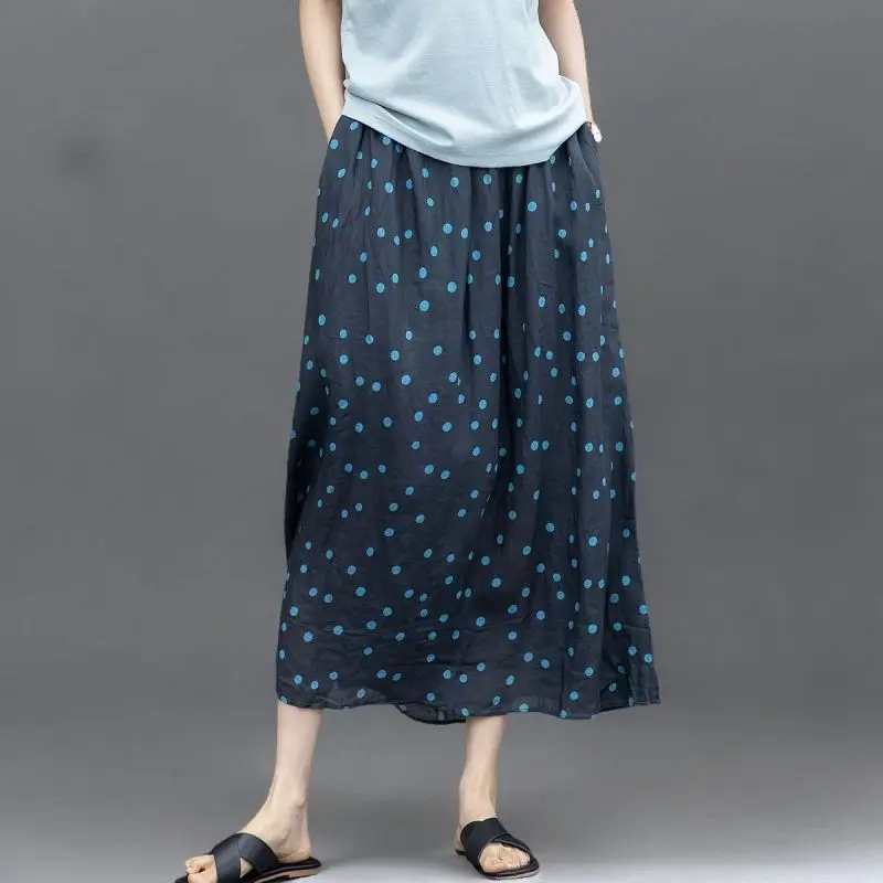 Women's Polka Dot Linen Maxi Skirt Elastic Waist Loose Casual Summer Vintage Long Skirt
Women's Polka Dot Linen Maxi Skirt Elastic Waist Loose Casual Summer Vintage Long Skirt