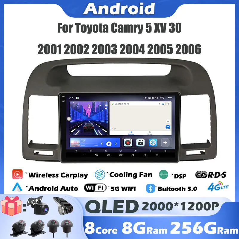 9'' For Toyota Camry 5 XV 30 2001 2002 - 2006 Android 14 Car Radio Multimedia Player Navigation GPS Carplay Touch Screen
9'' For Toyota Camry 5 XV 30 2001 2002 - 2006 Android 14 Car Radio Multimedia Player Navigation GPS Carplay Touch Screen