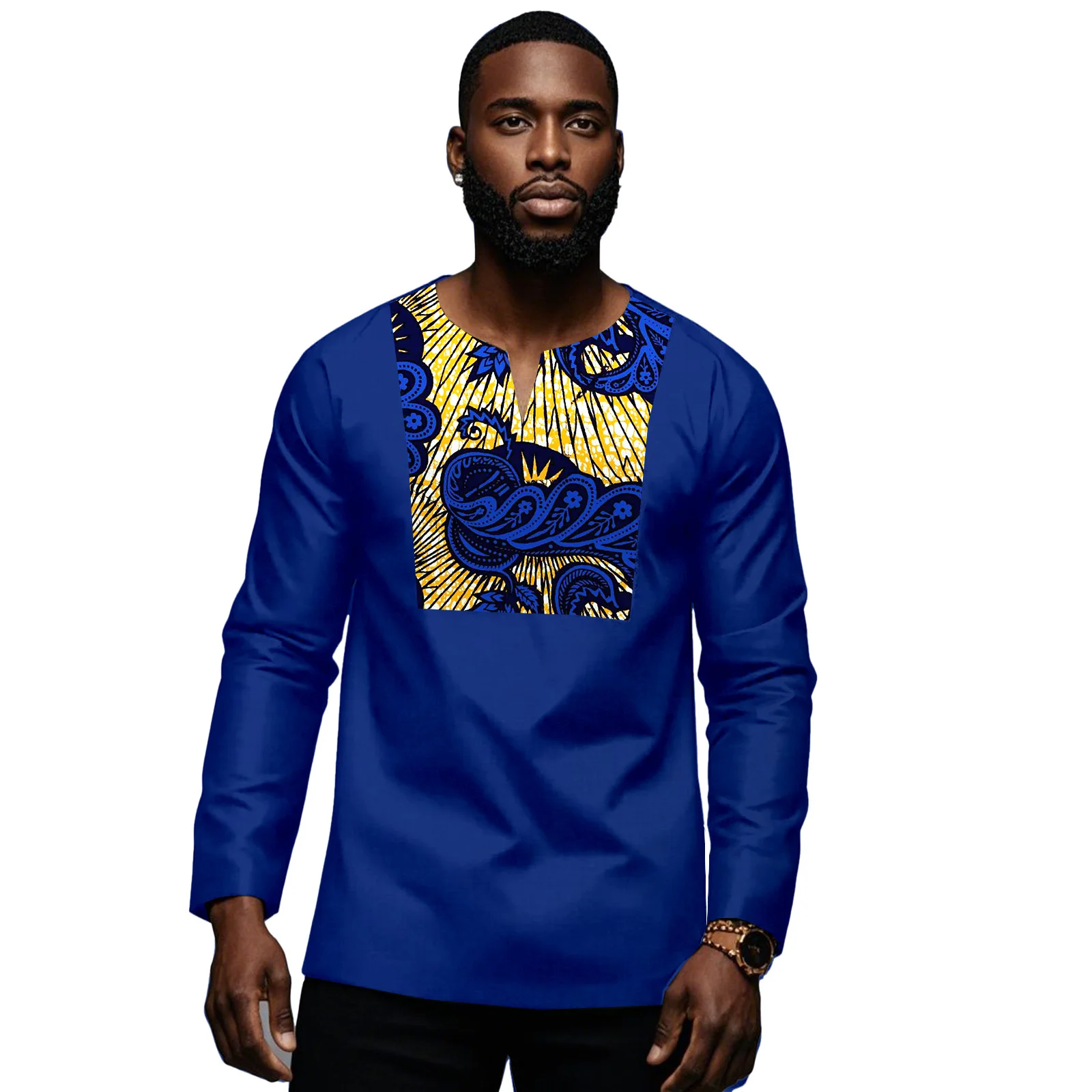 SEA & ALP Африканская мужская верхняя рубашка с v-образным вырезом Анкара Slim Fit Kente с принтом ashiki Традиционная футболка с длинным рукавом
SEA & ALP Африканская мужская верхняя рубашка с v-образным вырезом Анкара Slim Fit Kente с принтом ashiki Традиционная футболка с длинным рукавом