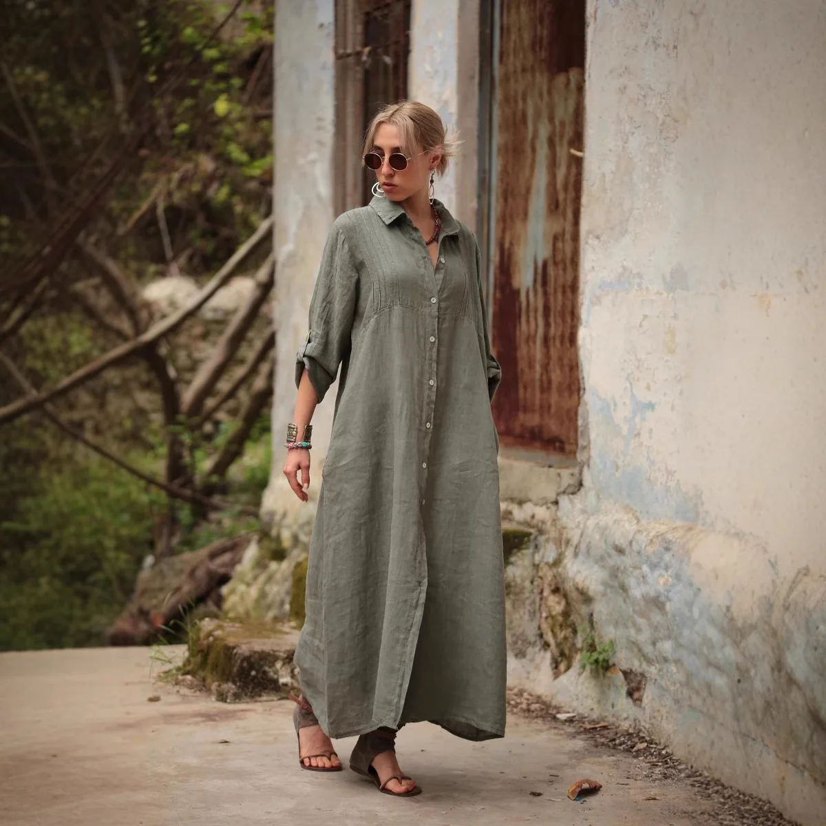 Plus Size 1XL-5XL New Women's Fashion Solid Color Long Sleeve Shirt Dress Ladies Casual Elegant Loose Fit Lapel Long Dress
Plus Size 1XL-5XL New Women's Fashion Solid Color Long Sleeve Shirt Dress Ladies Casual Elegant Loose Fit Lapel Long Dress