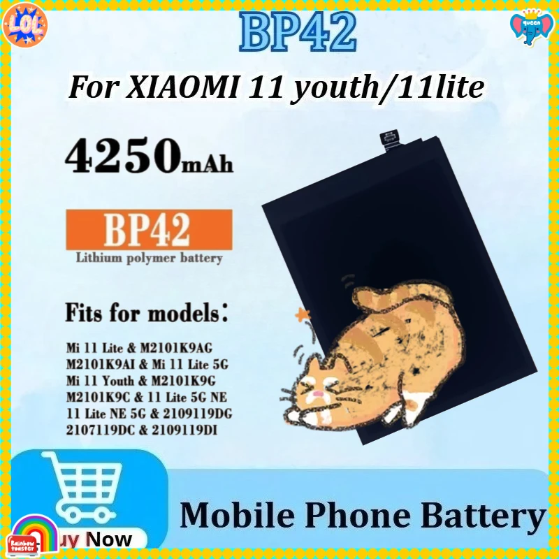 BP42 4250mAh for XIAOMI 11 Lite/Mi 11 Lite 5G NE /2109119DG /M2101K9AG/ M2101K9G /M2101K9C Mobile Phone Battery +Tools
BP42 4250mAh for XIAOMI 11 Lite/Mi 11 Lite 5G NE /2109119DG /M2101K9AG/ M2101K9G /M2101K9C Mobile Phone Battery +Tools