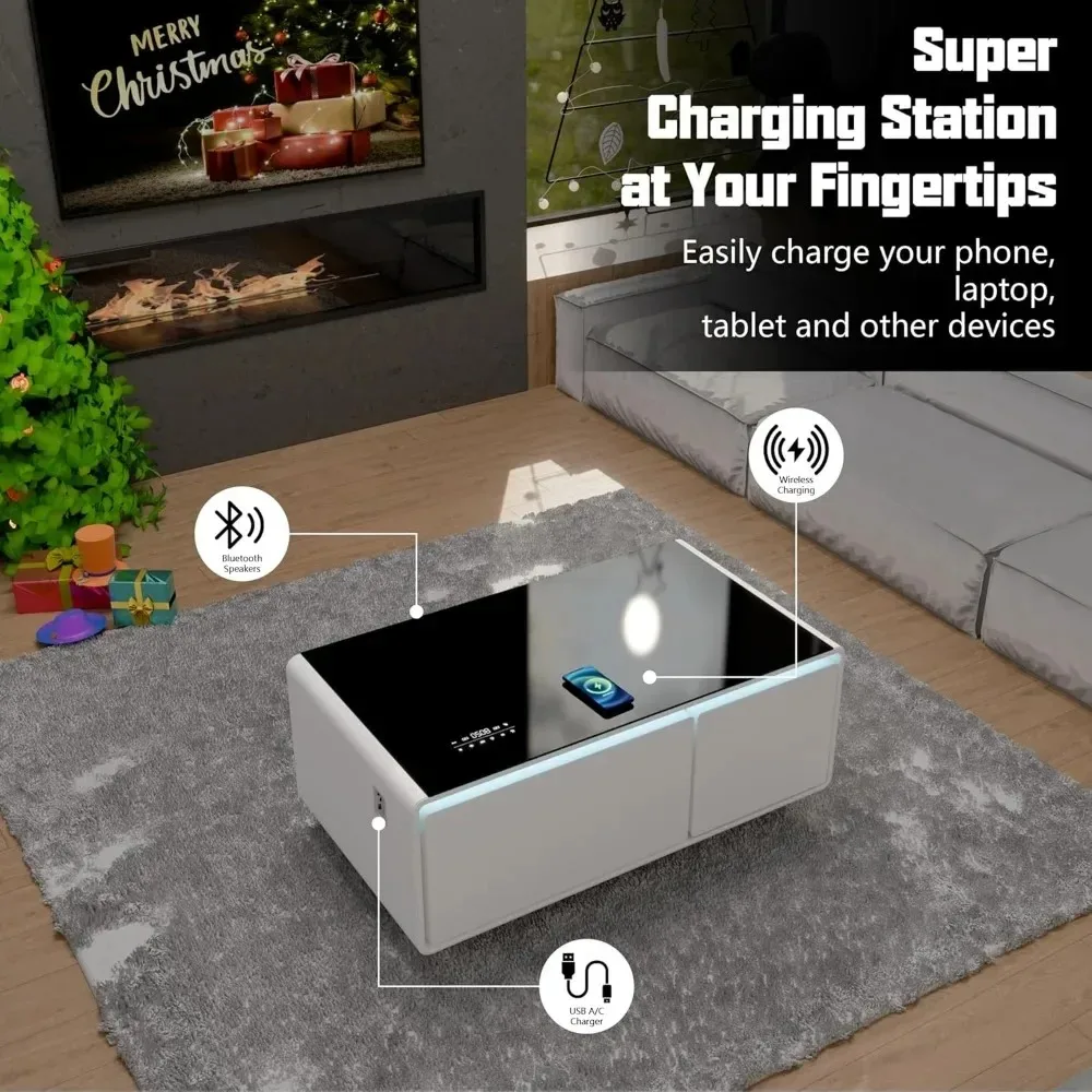 Smart Coffee Table with Built-in Fridge & Speakers – Living Room Piece with 15W Wireless Charging & USB Ports
Smart Coffee Table with Built-in Fridge & Speakers – Living Room Piece with 15W Wireless Charging & USB Ports