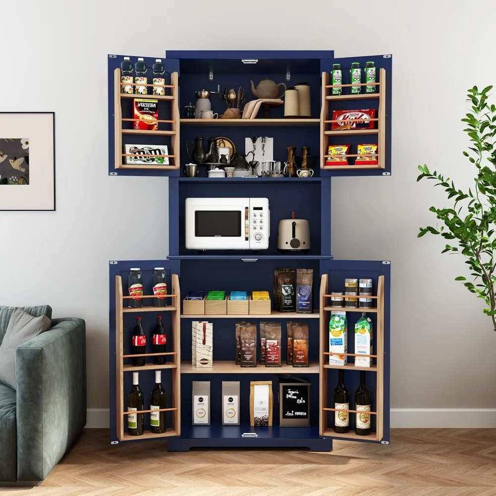72" Kitchen Pantry Storage Cabinet, Freestanding Larder Cupboard, Kitchen Hutch Cabinet with Microwave, Customized
72" Kitchen Pantry Storage Cabinet, Freestanding Larder Cupboard, Kitchen Hutch Cabinet with Microwave, Customized