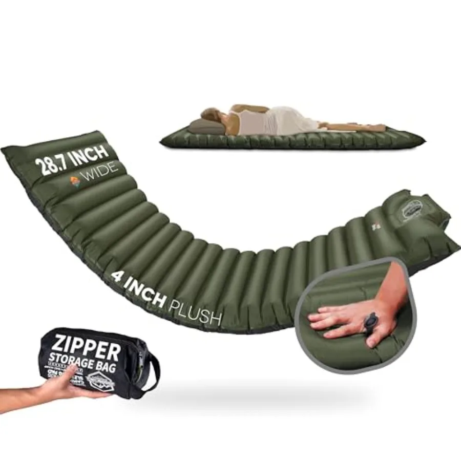 Extra Thickness Wide Plus Sleeping Pad with Built-in Pump, Inflatable Camping Mattress of Ultimate Comfort for Car Camping, Ten
Extra Thickness Wide Plus Sleeping Pad with Built-in Pump, Inflatable Camping Mattress of Ultimate Comfort for Car Camping, Ten