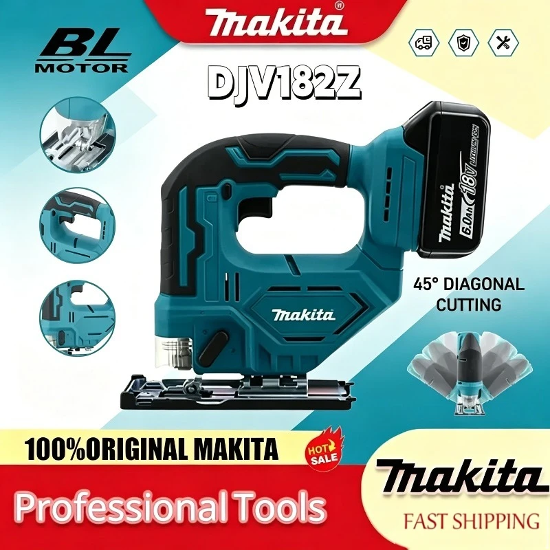 Makita DJV182Z 340W Brushless Jigsaw with Saw Blade Cordless Barrel Handle Portable Carpenter Power Tool For 18V Battery
Makita DJV182Z 340W Brushless Jigsaw with Saw Blade Cordless Barrel Handle Portable Carpenter Power Tool For 18V Battery