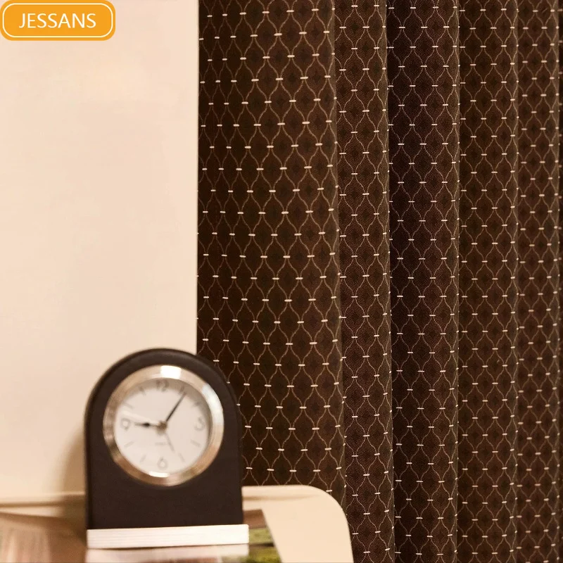 French Retro Red Brown Lattice Jacquard Thickened Curtains for Living Room Bedroom French Window Balcony Customized Products
French Retro Red Brown Lattice Jacquard Thickened Curtains for Living Room Bedroom French Window Balcony Customized Products