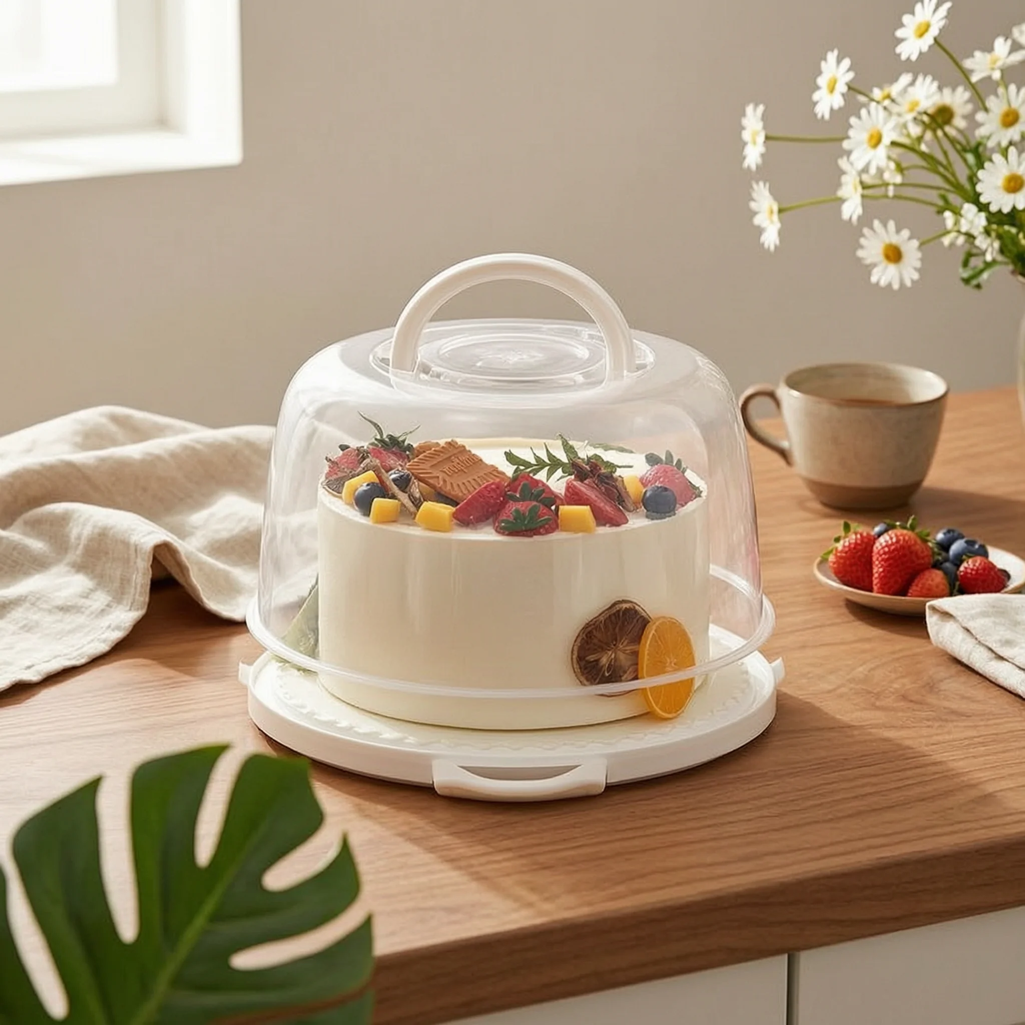 Clear Cake Keeper 3-Clip Closure Cake Container Dessert Carrier Round Base Click-on Lid
Clear Cake Keeper 3-Clip Closure Cake Container Dessert Carrier Round Base Click-on Lid