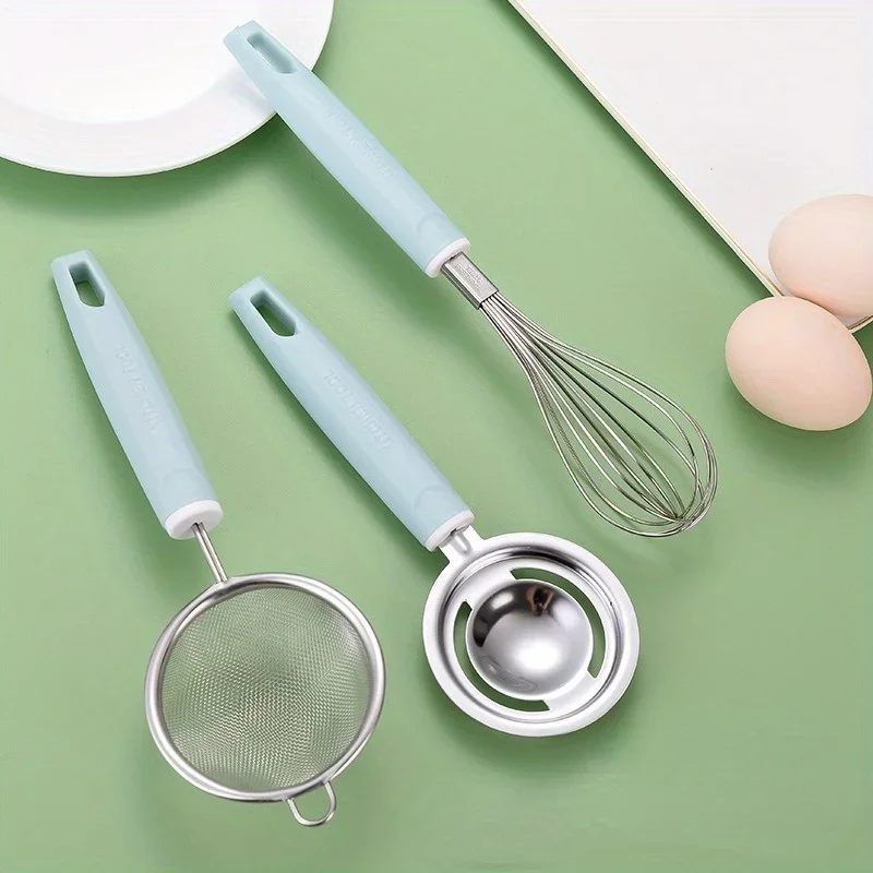 3pcs/set Kitchen small tool stainless steel egg beater, manual mixing, filter screen, separator, strainer, strainer
3pcs/set Kitchen small tool stainless steel egg beater, manual mixing, filter screen, separator, strainer, strainer