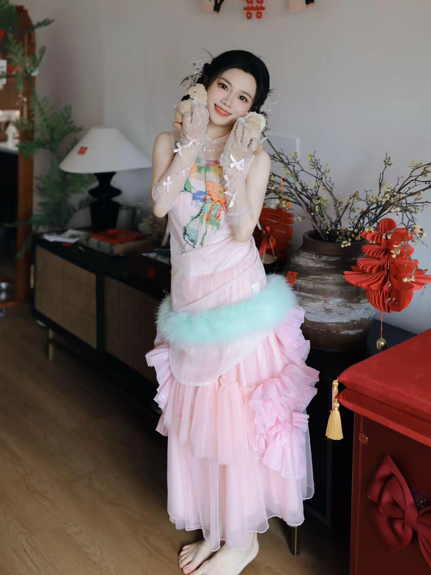 Ele Pink Morning Robe Wedding Dr Chinese Sle New Bride Sensation Chest Design Long Evening Gown for Women
Ele Pink Morning Robe Wedding Dr Chinese Sle New Bride Sensation Chest Design Long Evening Gown for Women