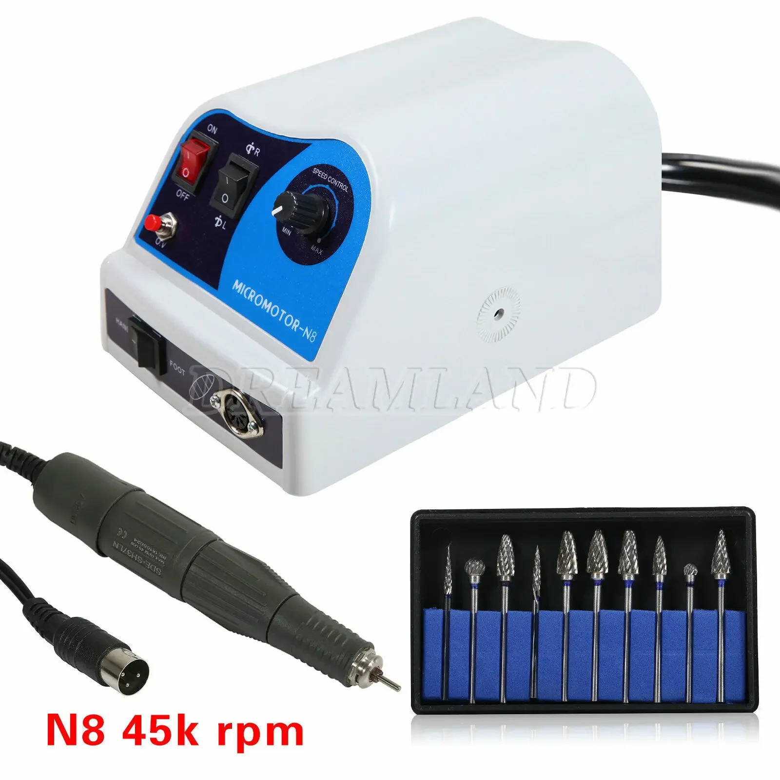 Dental Lab Marathon Electric Polishing Set Micromotor N8 / 45K RPM Handpiece/10PCS Tungsten Carbide Drill Burs
Dental Lab Marathon Electric Polishing Set Micromotor N8 / 45K RPM Handpiece/10PCS Tungsten Carbide Drill Burs