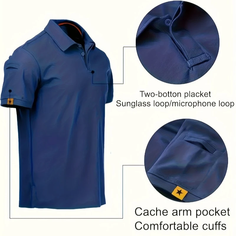 Мужская быстросохнущая тактическая футболка с карманами на рукавах, дышащая, с круглым вырезом, с короткими рукавами, легкая, для занятий спортом на открытом воздухе, для гольфа
Мужская быстросохнущая тактическая футболка с карманами на рукавах, дышащая, с круглым вырезом, с короткими рукавами, легкая, для занятий спортом на открытом воздухе, для гольфа