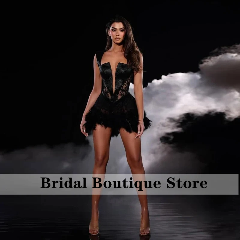 Customized Evening Dress Sexy Deep V Neckline Feathered Lace Stunning Tank Sleeves Cocktail Gown For Homecoming Party
Customized Evening Dress Sexy Deep V Neckline Feathered Lace Stunning Tank Sleeves Cocktail Gown For Homecoming Party