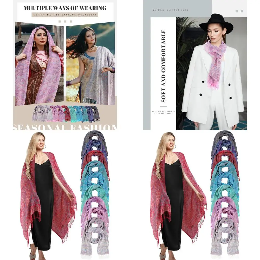 Набор из 10 шалей из пашмины с узором пейсли и кисточками — мягкие женские накидки на все случаи жизни, идеально подходят для подарков
Набор из 10 шалей из пашмины с узором пейсли и кисточками — мягкие женские накидки на все случаи жизни, идеально подходят для подарков