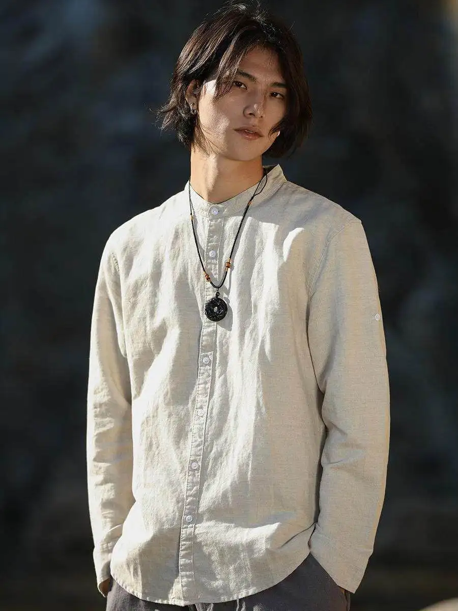 Men's Linen Long Sleeve Shirt Casual Stand Collar Draping Feeling Inner Wear Cotton Linen Fabric Japanese Style Citywalk Top
Men's Linen Long Sleeve Shirt Casual Stand Collar Draping Feeling Inner Wear Cotton Linen Fabric Japanese Style Citywalk Top