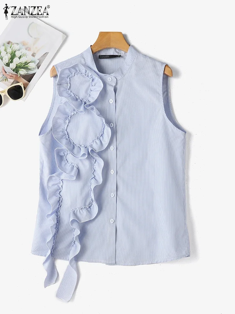 ZANZEA 2025 Summer Striped Shirts Women Casual Buttons Fashion Tops Korean Sleeveless Blouses Loose Holiday Flower Blusas Femme
ZANZEA 2025 Summer Striped Shirts Women Casual Buttons Fashion Tops Korean Sleeveless Blouses Loose Holiday Flower Blusas Femme