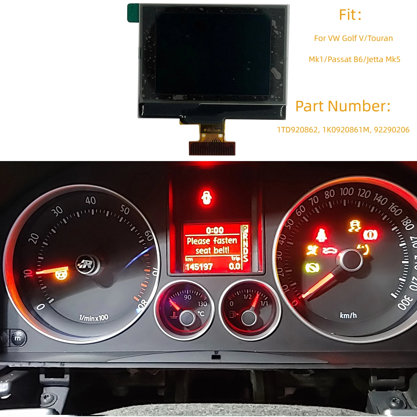 1pc Dashboard LCD Display Screen 1TD920862 92290206 For VW Golf V/Touran Mk1/Passat B6/Jetta Mk5 Car Cluster Instrument Panel
1pc Dashboard LCD Display Screen 1TD920862 92290206 For VW Golf V/Touran Mk1/Passat B6/Jetta Mk5 Car Cluster Instrument Panel