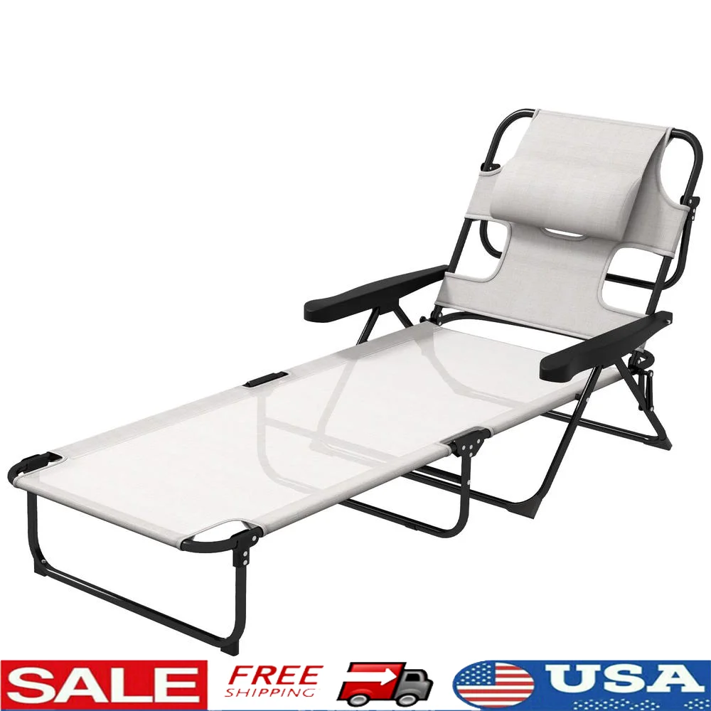 Adjustable Sunbathing Chaise Lounge Chair with Face & Arm Holes Pillow Lightweight Steel Frame Outdoor Beach Chair Cream White
Adjustable Sunbathing Chaise Lounge Chair with Face & Arm Holes Pillow Lightweight Steel Frame Outdoor Beach Chair Cream White