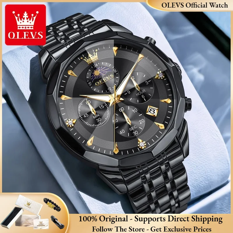 Мужские часы OLEVS 3673, многофункциональные, водонепроницаемые, с люминесцентным покрытием, функцией отображения фаз луны, классический хронограф, оригинальные кварцевые часы.
Мужские часы OLEVS 3673, многофункциональные, водонепроницаемые, с люминесцентным покрытием, функцией отображения фаз луны, классический хронограф, оригинальные кварцевые часы.