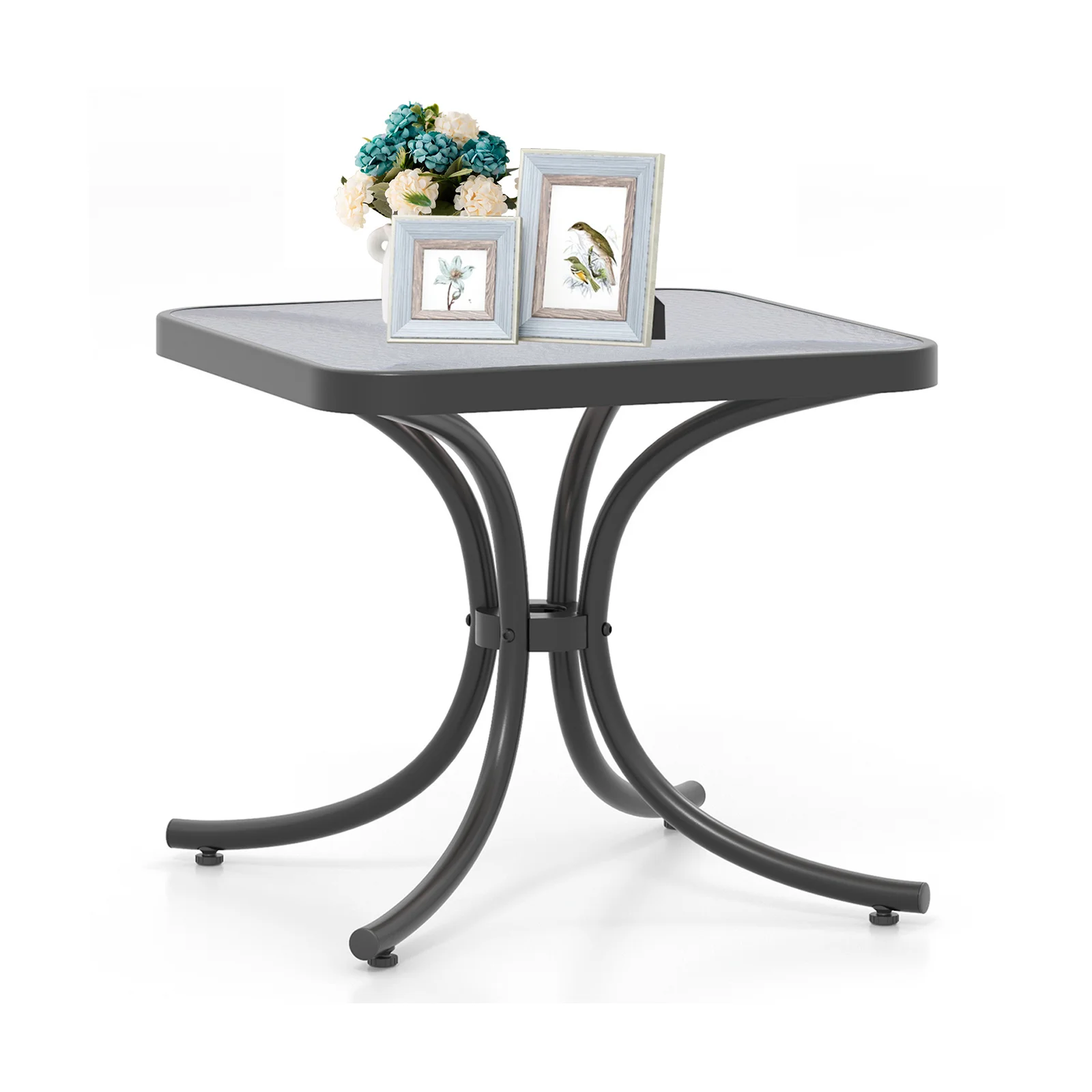 Tempered Glass Top Patio Table, 20" x 20" Outdoor Side Table w/ Heavy-duty Metal Frame, Patio Square End Table Table, Indoor Outdoor Small Compact Coffee Table for Garden Backyard Poolside.
Tempered Glass Top Patio Table, 20" x 20" Outdoor Side Table w/ Heavy-duty Metal Frame, Patio Square End Table Table, Indoor Outdoor Small Compact Coffee Table for Garden Backyard Poolside.