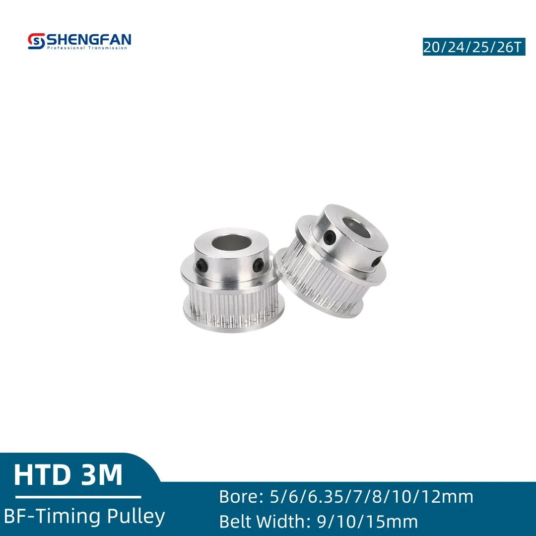 HTD 3M 20T 24T 25T 26Teeth Timing Pulley Bore 5/6/6.35/7/8/10/12mm For Belt Width9/10/15mm Synchronous Wheel printed parts
HTD 3M 20T 24T 25T 26Teeth Timing Pulley Bore 5/6/6.35/7/8/10/12mm For Belt Width9/10/15mm Synchronous Wheel printed parts