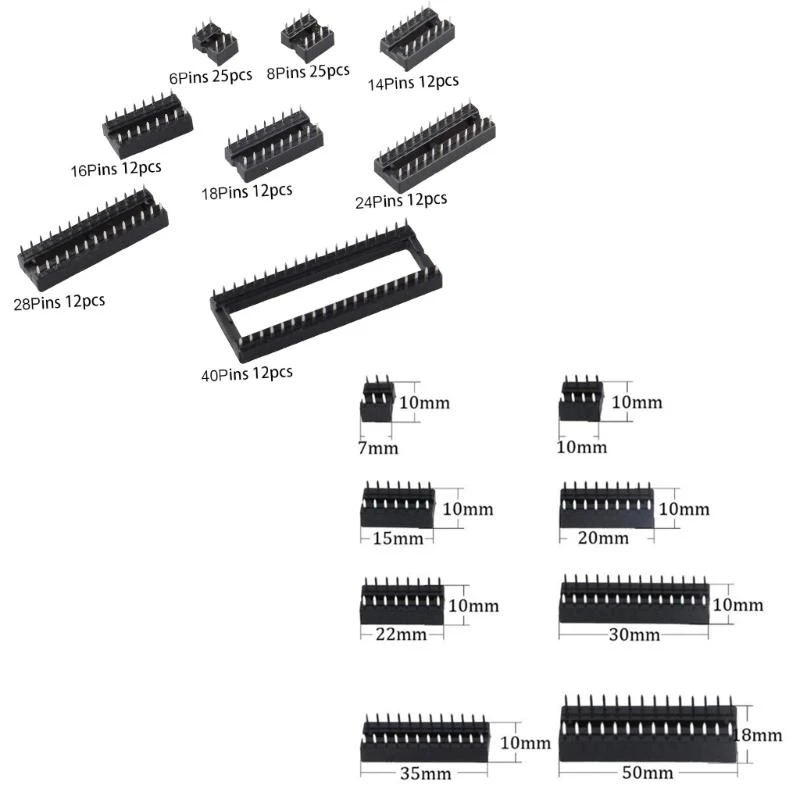122Piece DIP IC Socket Assortment Square Solder Socket Featuring Solid Materials and Easy Installation for Prototyping
122Piece DIP IC Socket Assortment Square Solder Socket Featuring Solid Materials and Easy Installation for Prototyping