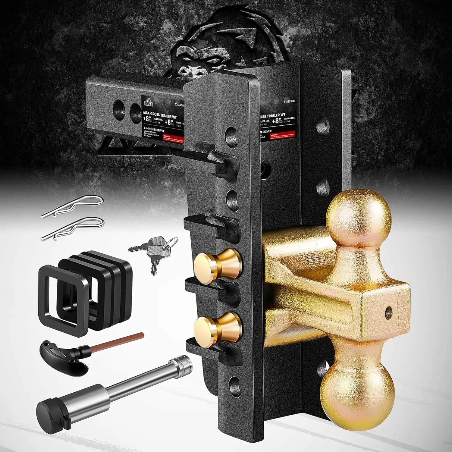 Регулируемый сцепный сцеп для прицепа подходит для 2,5-дюймового приемника, 8-дюймовые шаровые сцепки с падением/подъемником, 2 дюйма и 2-5/16 дюйма с GTW емкостью 28 000 фунтов для тяжелых грузовых автомобилей
Регулируемый сцепный сцеп для прицепа подходит для 2,5-дюймового приемника, 8-дюймовые шаровые сцепки с падением/подъемником, 2 дюйма и 2-5/16 дюйма с GTW емкостью 28 000 фунтов для тяжелых грузовых автомобилей