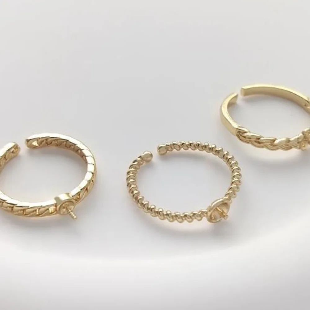 14K Gold Color Half Hole Bead Holder Ring Twist Ring Holder DIY Sticky Pearl Open Ring Handmade Material
14K Gold Color Half Hole Bead Holder Ring Twist Ring Holder DIY Sticky Pearl Open Ring Handmade Material