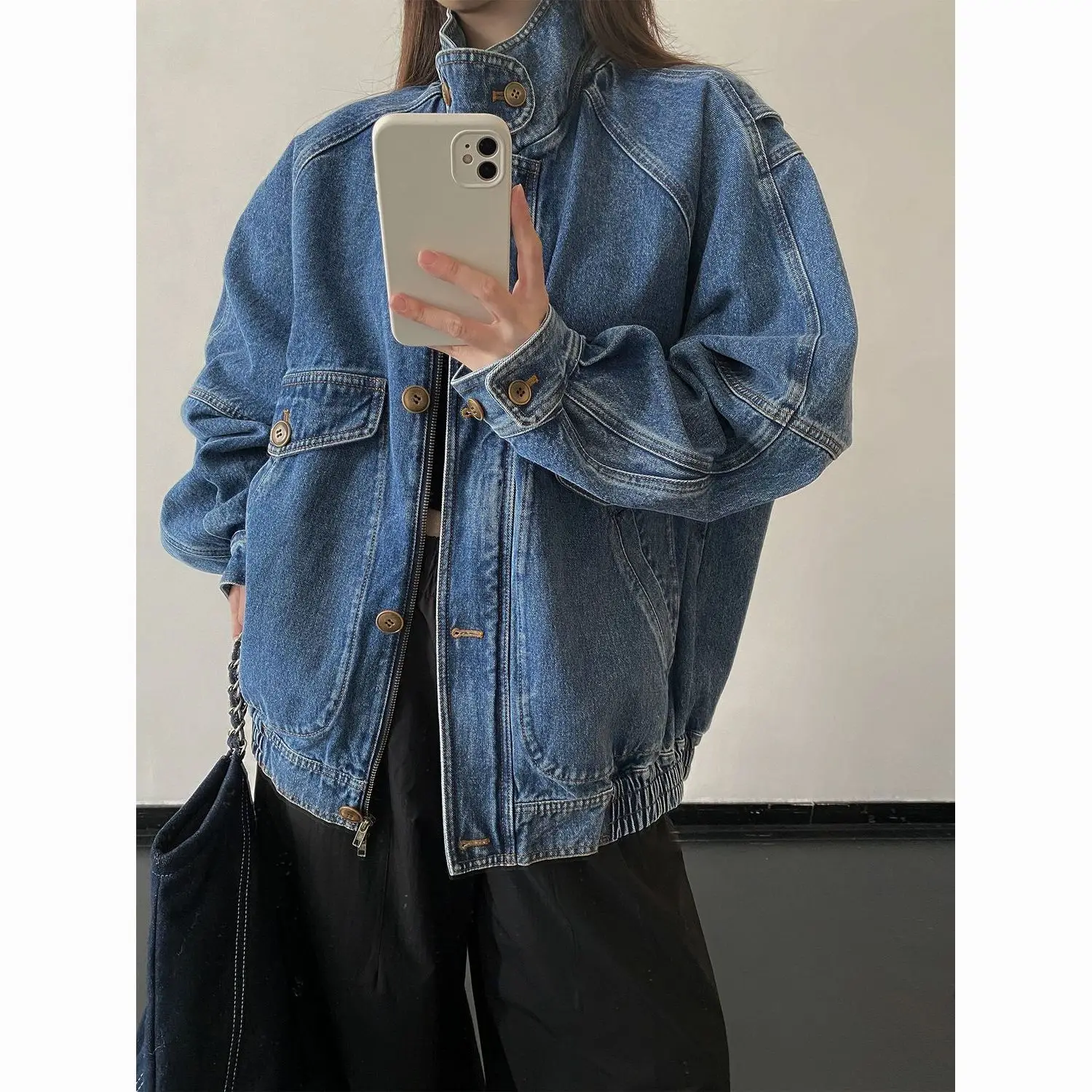 Premium Washed Denim Texture Lapel Contrasting Color Profile Jacket Women's Versatile
Premium Washed Denim Texture Lapel Contrasting Color Profile Jacket Women's Versatile