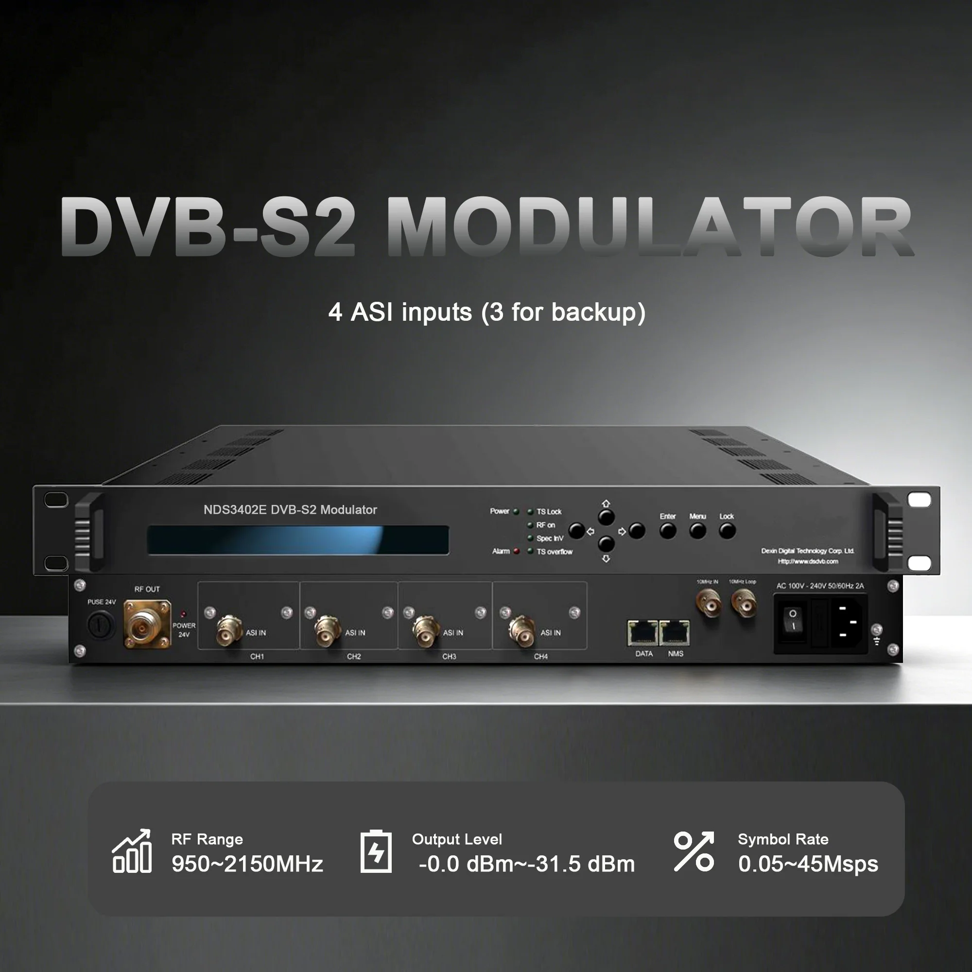 DVB-S2 modulator,IP ASI TO DVB-S2,used in Broadcasting, Interactive Services, News Gathering 4 ASI input 950~2150MHz
DVB-S2 modulator,IP ASI TO DVB-S2,used in Broadcasting, Interactive Services, News Gathering 4 ASI input 950~2150MHz