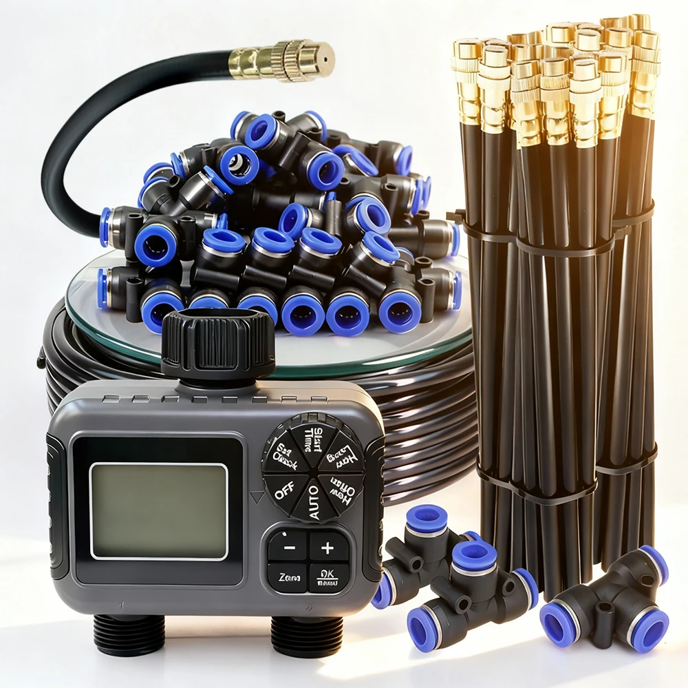 Dual Zone Independent Irrigation Timer Mist Cooling Kit Quick Connect Adjustable Mist Nozzles Custom Watering Program System
Dual Zone Independent Irrigation Timer Mist Cooling Kit Quick Connect Adjustable Mist Nozzles Custom Watering Program System