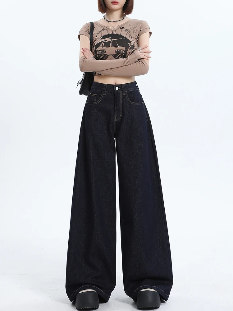 Deep Blue American Loose Wide Leg Jeans Women's Thin High Street Wa High Waist Slimming Dra Lazy Floor Length Pants Summer
Deep Blue American Loose Wide Leg Jeans Women's Thin High Street Wa High Waist Slimming Dra Lazy Floor Length Pants Summer