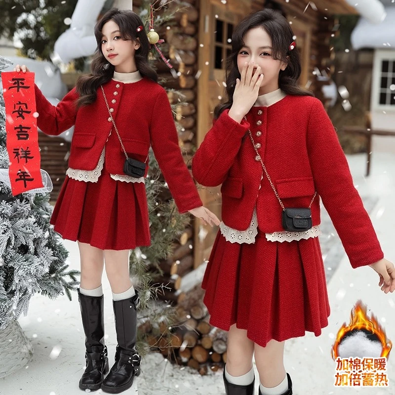 Зимний красный шикарный комплект с юбкой для девочек-подростков, кружевная лоскутная толстая хлопковая куртка + плиссированная юбка, 2 предмета, одежда для младшего ребенка, костюм, детская одежда
Зимний красный шикарный комплект с юбкой для девочек-подростков, кружевная лоскутная толстая хлопковая куртка + плиссированная юбка, 2 предмета, одежда для младшего ребенка, костюм, детская одежда