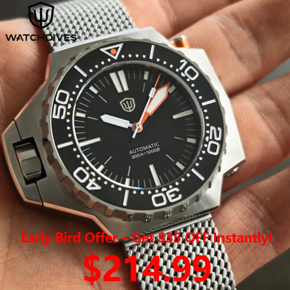 Автоматические часы для дайвинга Watchdives WD1968 PT5004/PT5000 из нержавеющей стали 316L с сапфировым стеклом, светящимся керамическим безелем, винтажные часы
Автоматические часы для дайвинга Watchdives WD1968 PT5004/PT5000 из нержавеющей стали 316L с сапфировым стеклом, светящимся керамическим безелем, винтажные часы