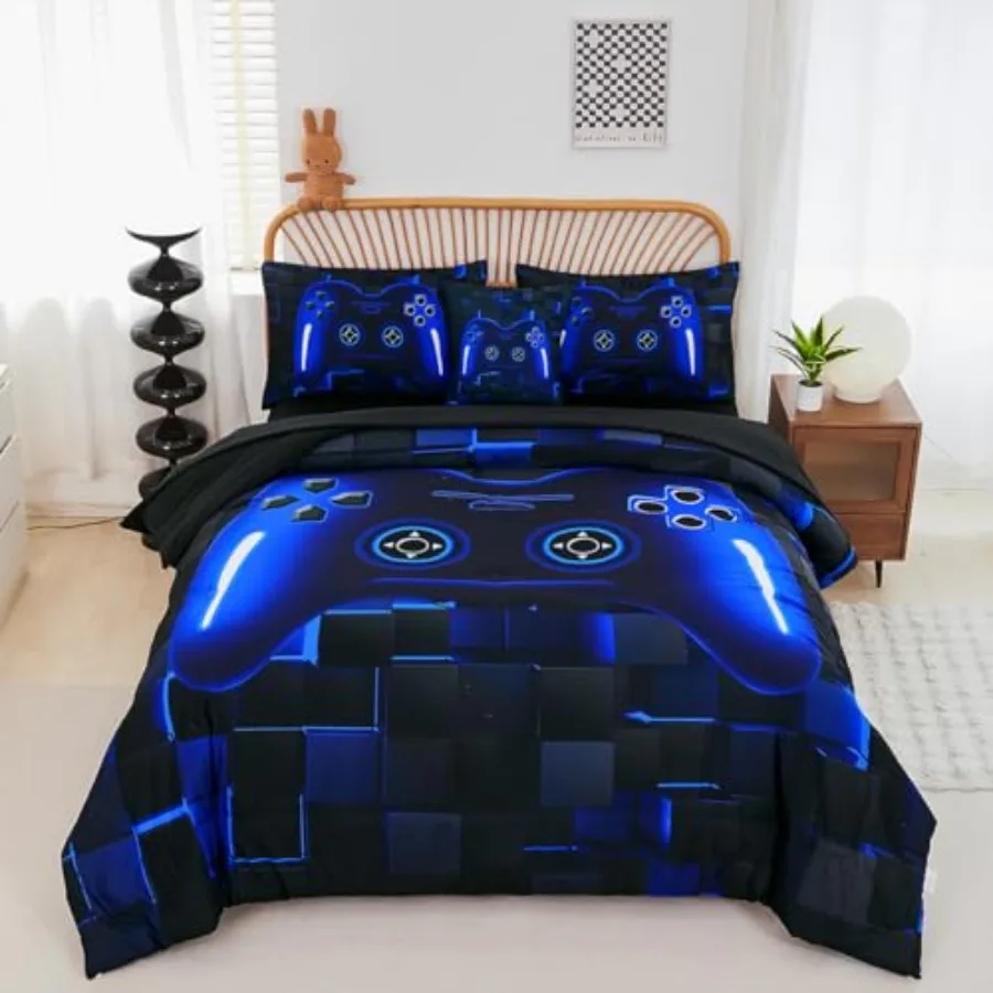 Twin Size Bed in A Bag 6 Pieces Gaming Bedding Set for Boys Blue Gamer Comforter with Sheet Set for Teen Cool Video Game Black
Twin Size Bed in A Bag 6 Pieces Gaming Bedding Set for Boys Blue Gamer Comforter with Sheet Set for Teen Cool Video Game Black