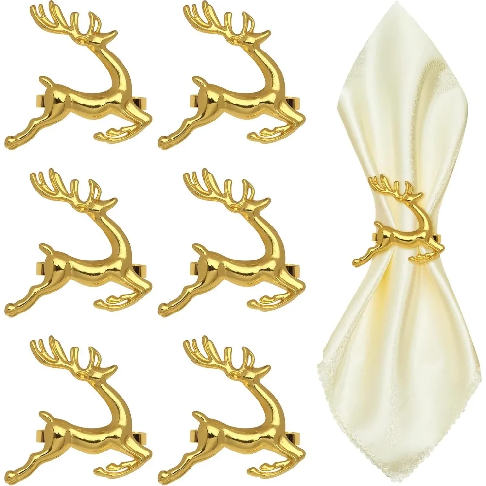Christmas Reindeer Napkin Rings, Christmas Gold Reindeer Napkin Rings Holders Set of 6 for Cloth Napkins Decoration
Christmas Reindeer Napkin Rings, Christmas Gold Reindeer Napkin Rings Holders Set of 6 for Cloth Napkins Decoration