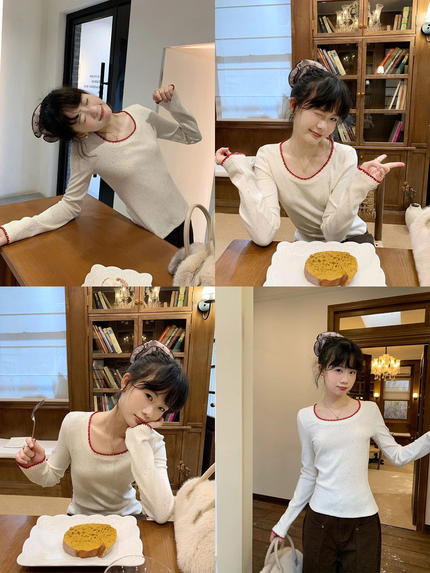 FAN Korean Sle Long Sve Knitted T-irt Women's Slim Fit Inner Wear Base Single Wear Top Dot Pattern
FAN Korean Sle Long Sve Knitted T-irt Women's Slim Fit Inner Wear Base Single Wear Top Dot Pattern