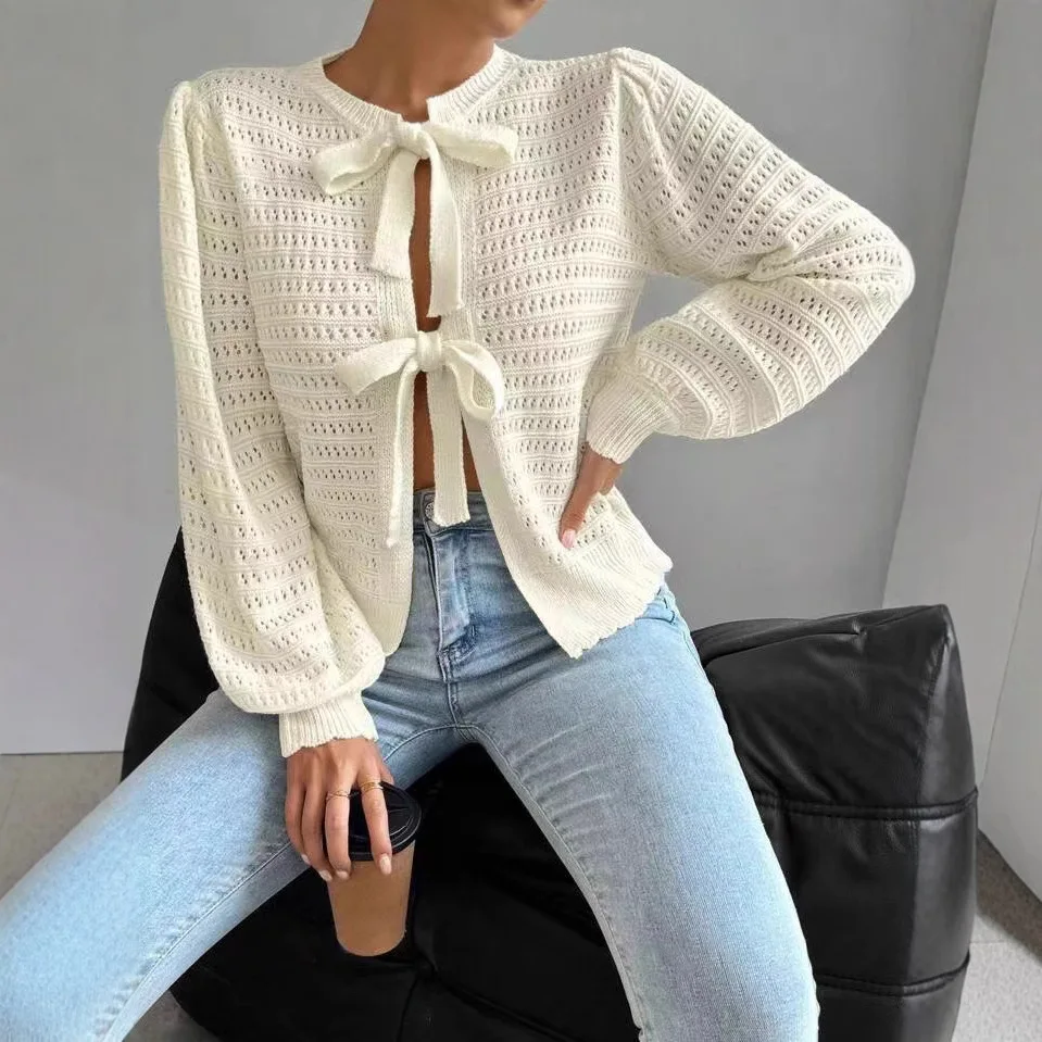 2024 Spring and Autumn European and American New Women's Top Solid Color Lace Up Cardigan Loose Sweater Sexy Spicy Girl
2024 Spring and Autumn European and American New Women's Top Solid Color Lace Up Cardigan Loose Sweater Sexy Spicy Girl
