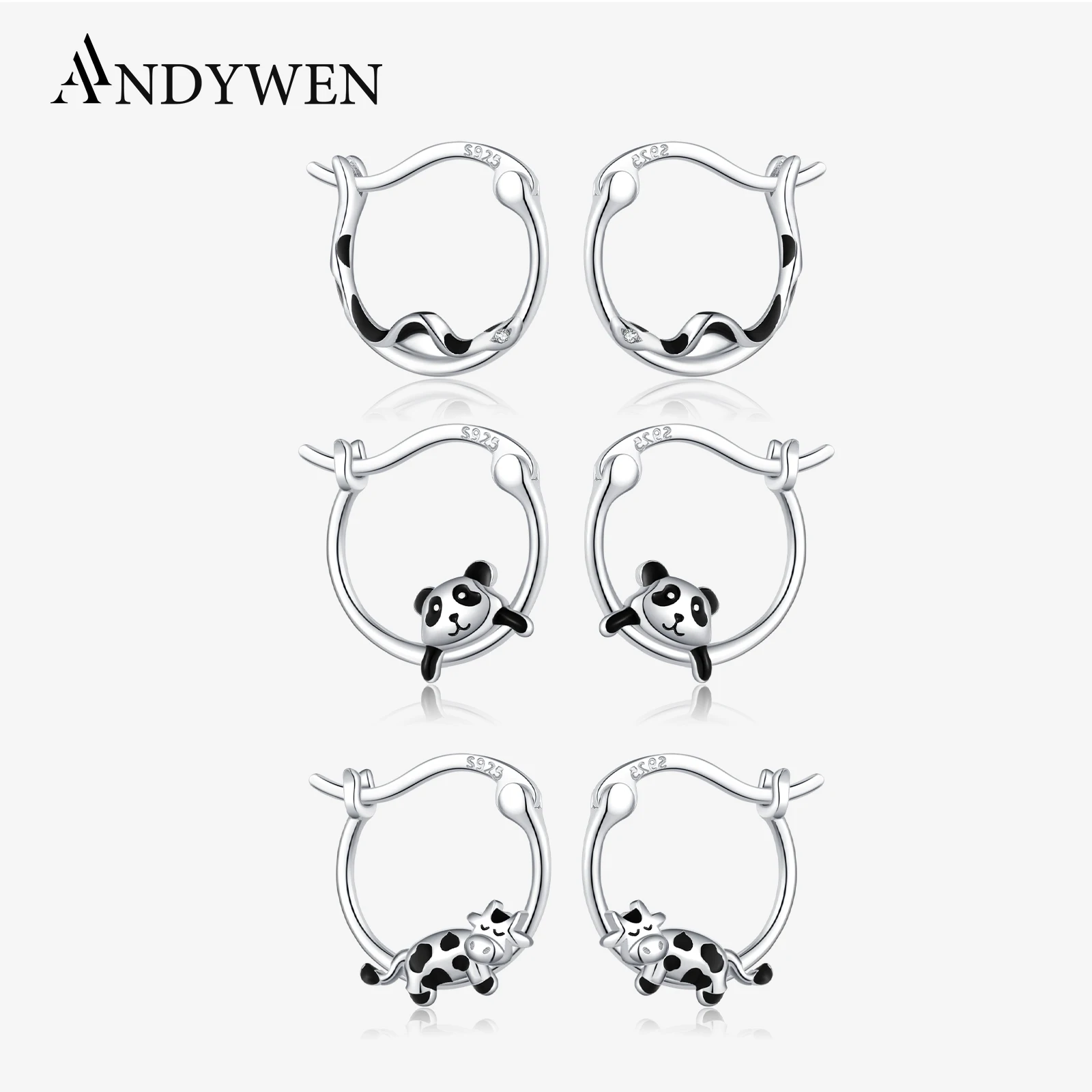 ANDYWEN 925 Sterling Silver Panda Snake Cow Shape Black Enamel Hoop Earring Series Women Birthday Cute Fine Jewelry Gift
ANDYWEN 925 Sterling Silver Panda Snake Cow Shape Black Enamel Hoop Earring Series Women Birthday Cute Fine Jewelry Gift