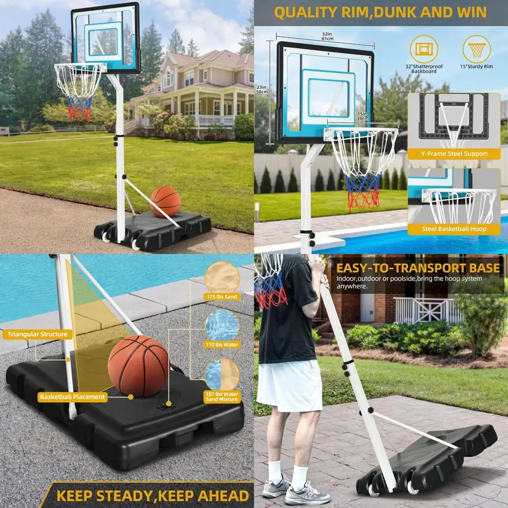 Регулируемое уличное баскетбольное кольцо, портативное, легкое изменение высоты, подходит для различных возрастов, идеально подходит для двора
Регулируемое уличное баскетбольное кольцо, портативное, легкое изменение высоты, подходит для различных возрастов, идеально подходит для двора