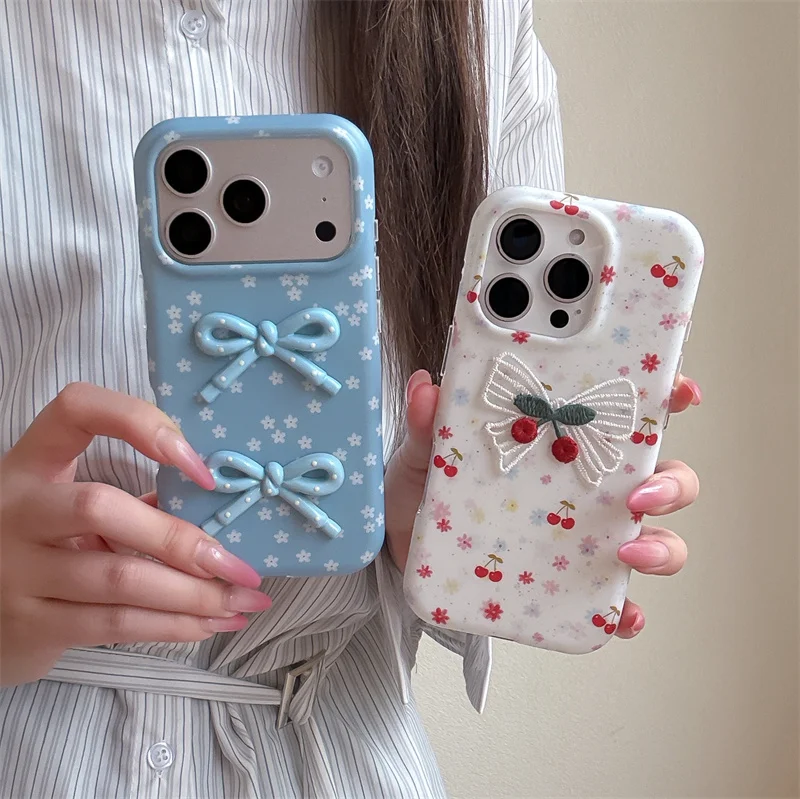 Fashion iPhone case 2 Styles 3D Bow & Cherry Print Phone Case For IPhone 17 16 15 Pro Max Shockproof Protective Cover Sweet Styl
Fashion iPhone case 2 Styles 3D Bow & Cherry Print Phone Case For IPhone 17 16 15 Pro Max Shockproof Protective Cover Sweet Styl